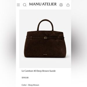 Manu Atelier Le Cambon 40 Suede Top-Handle Bag in Deep Brown